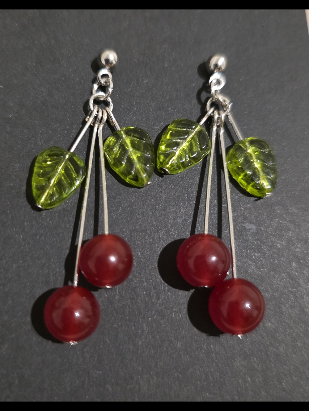 Red Quartzite Cherry Earrings (Handmade)